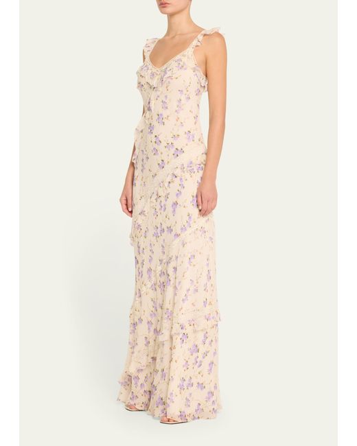 LoveShackFancy Natural Radiance Tiered Ruffle Floral Lace Maxi Dress