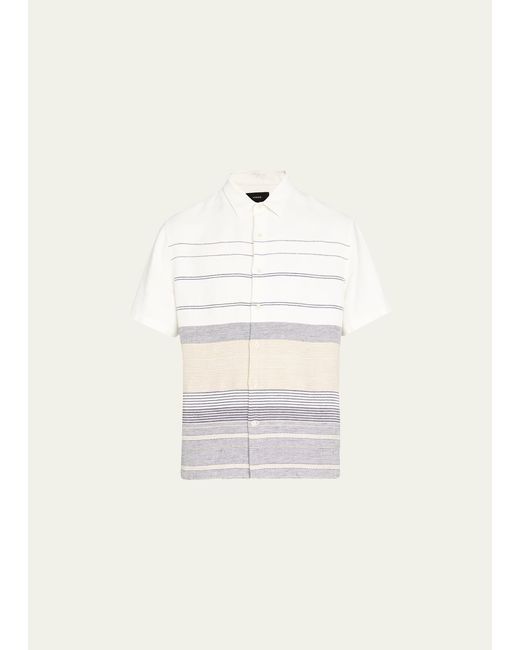 Vince White Linen Stripe Sport Shirt for men