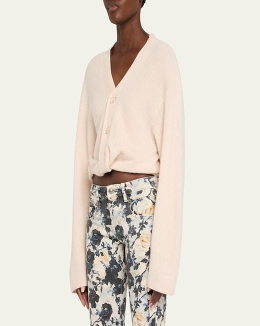 R13 Natural Cashmere Twist-Front Cardigan