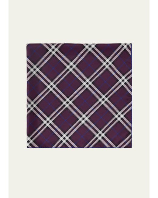 Burberry Purple Check Silk Twill Square Scarf
