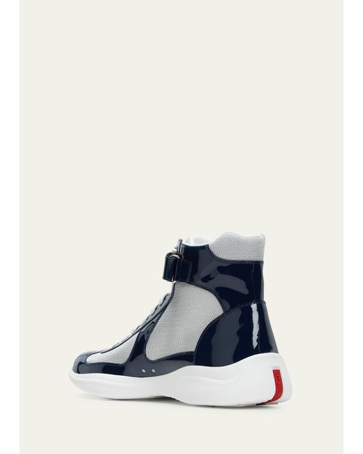 Prada Blue America's Cup High-top Patent Leather Sneakers for men