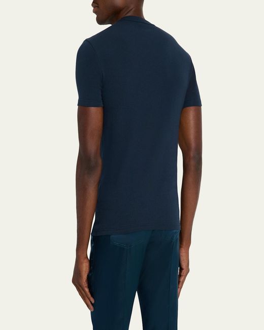 Tom Ford Blue Solid Stretch Jersey T-Shirt for men