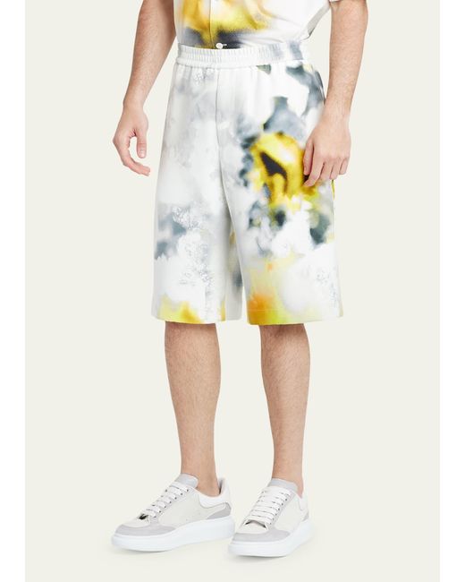 Alexander McQueen Multicolor Obscure Flower Print Shorts for men