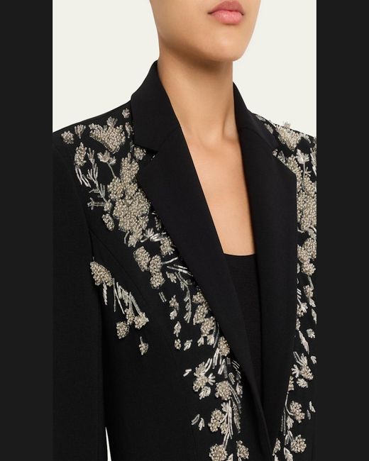 Prabal Gurung Black Beaded Single-Button Blazer