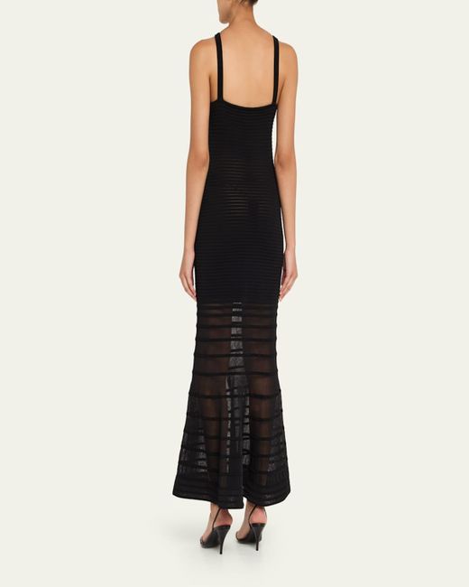 Jonathan Simkhai Black Vallarie Stripe Illusion Midi Dress