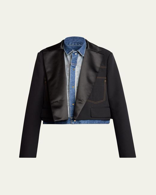 Sacai Blue Layered Wool Denim Jacket