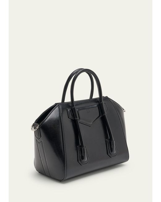 Givenchy Black Antigona Lock Mini Top Handle Bag In Box Leather