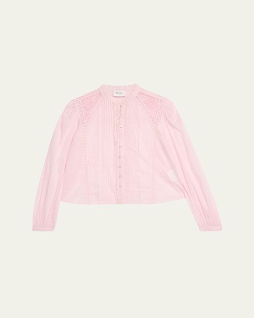 Isabel Marant Pink Greicy Long-Sleeve Lace Blouse