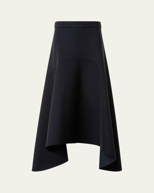 Akris Punto Blue Asymmetrical Neoprene Midi Skirt