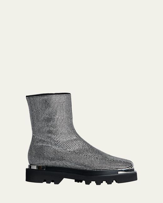 Peter Do Gray Crystal Stud Zip Combat Boots