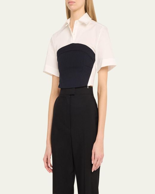 Jonathan Simkhai Black Granger Short-Sleeve Combo Top