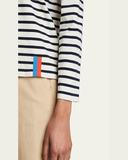 Kule Multicolor Crewneck Long-Sleeve Striped Cotton Top