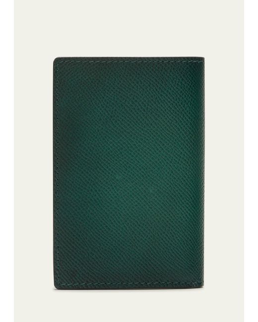 Santoni Green Vertical Leather Bifold Card Case for men