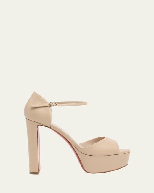 Christian Louboutin Natural Sandaloo Leather Sole Platform Sandals