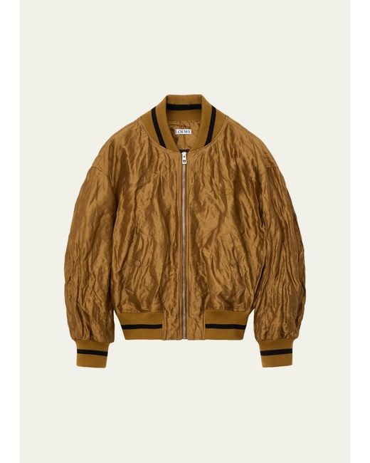 Loewe Brown Satin Oversized Bomber Jacket