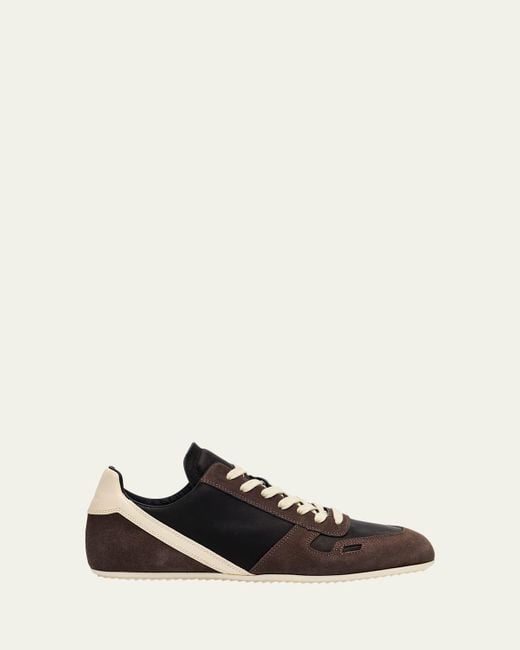 Rick Owens White Minimal Mixed Leather Low-Top Sneakers