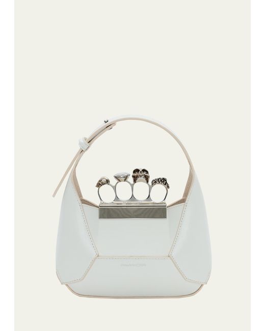 Alexander McQueen White Skull Jeweled Mini Chain Hobo Bag