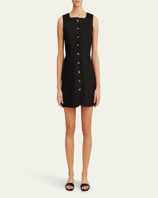 Posse Black Emma Button-Front Mini Dress