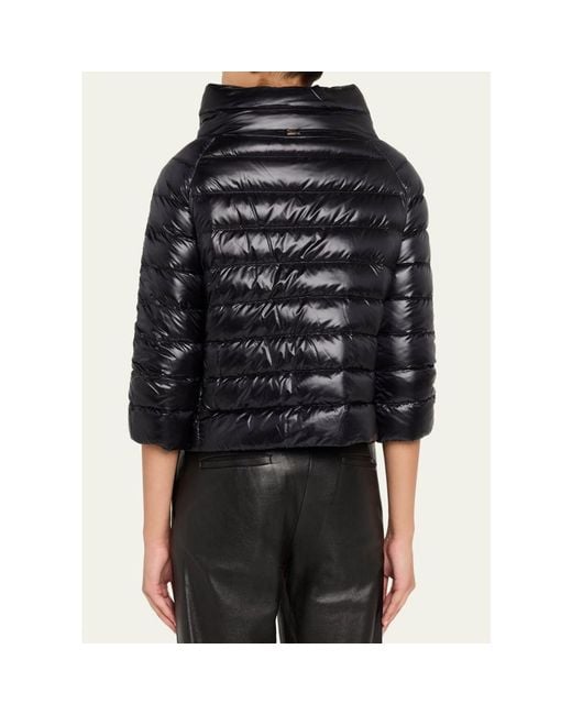 Herno Black Sofia Ultra-Lightweight Down Bolero Jacket
