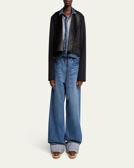 Sacai Blue Layered Wool Denim Jacket