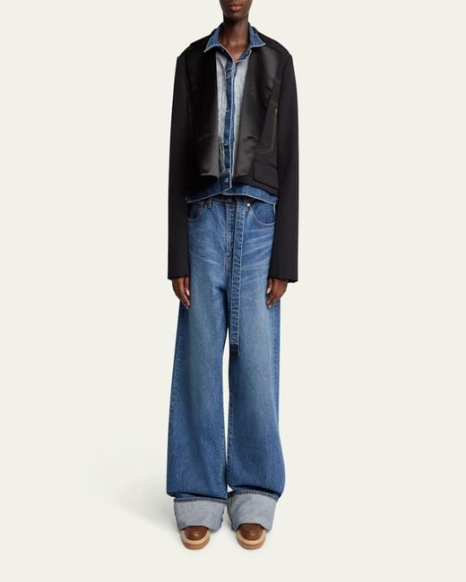 Sacai Blue Layered Wool Denim Jacket