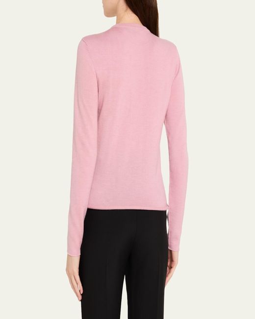 Prabal Gurung Pink Tassle Embroidered Cashmere Crewneck Sweater