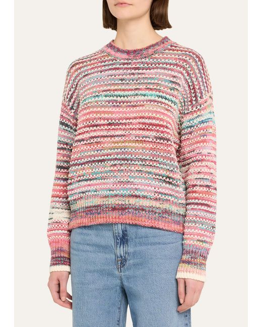 Veronica Beard Pink Asmara Space-dyed Crewneck Sweater