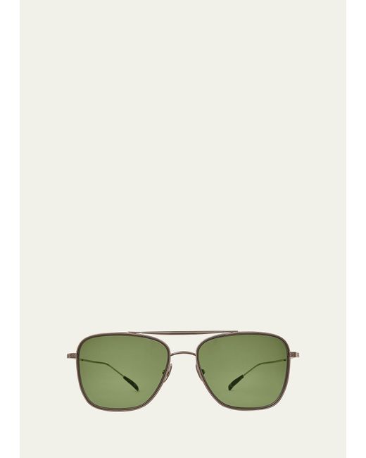 Mr. Leight Green Novarro Titanium Square Aviator Sunglasses for men