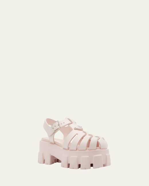 Prada Black Rubber Logo Chunky-Sole Fisherman Sandals
