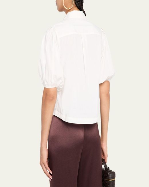 Ramy Brook Natural Valeria Puff-Sleeve Cotton Shirt
