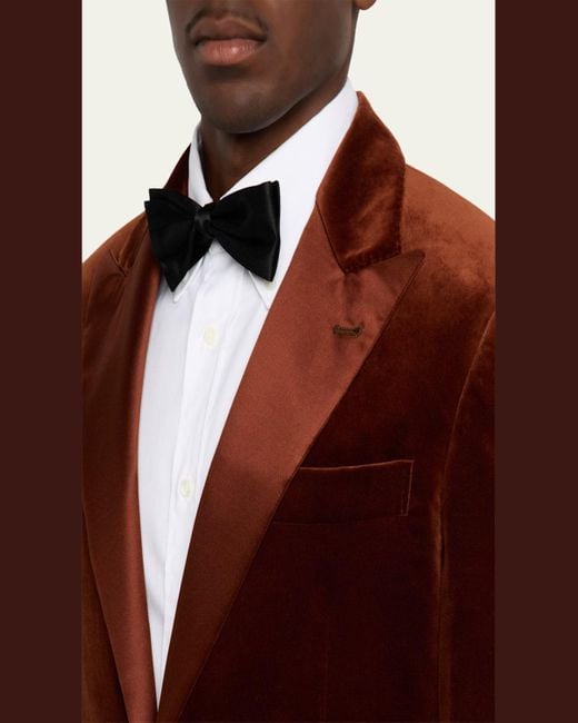 Brunello Cucinelli Brown Satin Peak Lapel Velvet Dinner Jacket for men