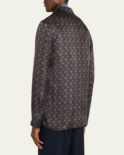 Giorgio Armani Gray Geometric Single-Breasted Jacket for men
