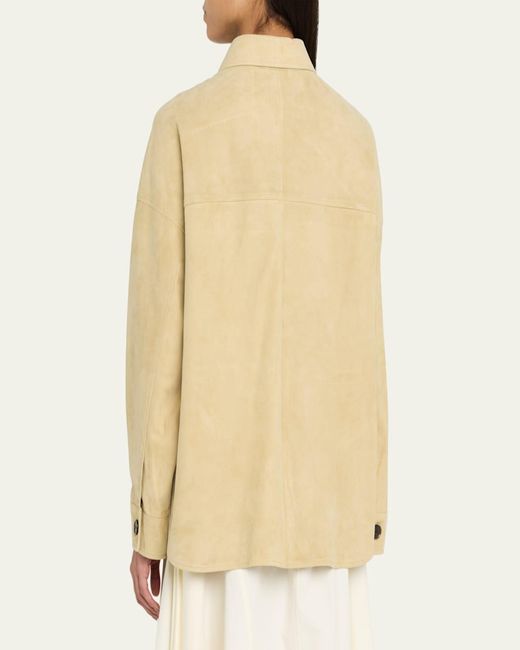Arma Natural Kaylee Button-Down Lambskin Suede Jacket