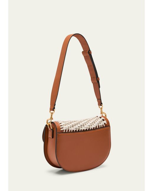 Oroton Dahlia Woven Saddle Crossbody Bag in White Lyst