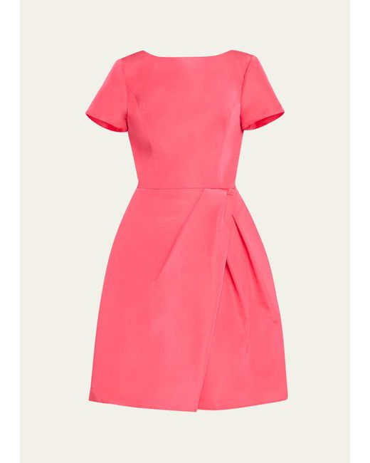 Carolina Herrera Pink Icon Bateau Neck Short-sleeve Dress