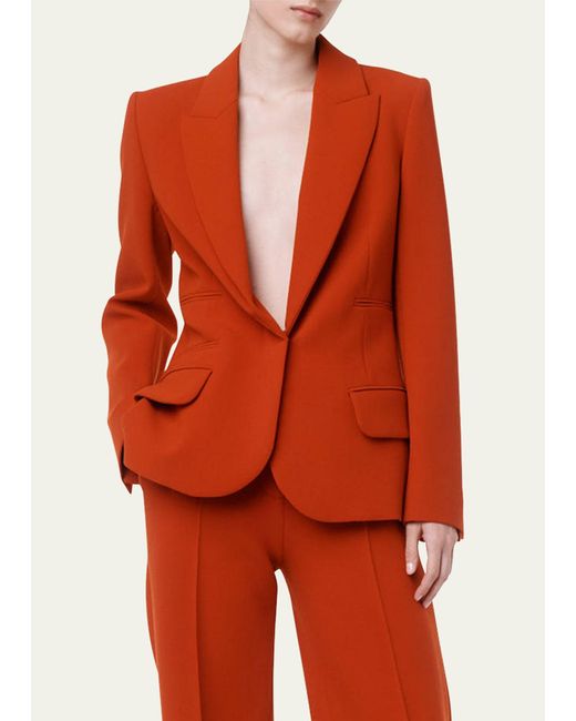 Another Tomorrow Orange Doppio Tailored Blazer Jacket