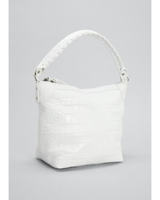 Balenciaga White Neo Classic Xs Croc-embossed Hobo Bag