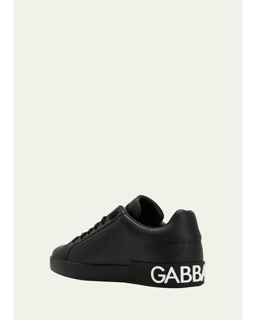 Dolce & Gabbana Black Portofino Leather Low-top Sneakers for men