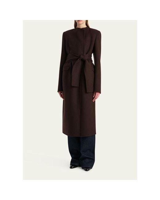 Khaite Black Jelson Double-Face Wool Wrap Coat
