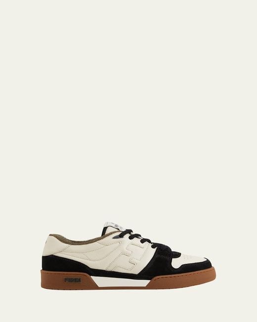 Fendi Natural Match Leather Ff-Logo Low-Top Sneakers for men
