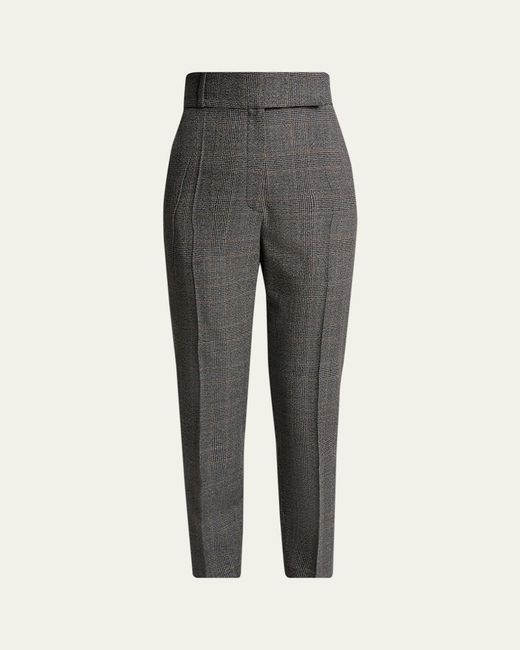 Lanvin Women's Gray High-Rise Check Cigarette Ankle Pants