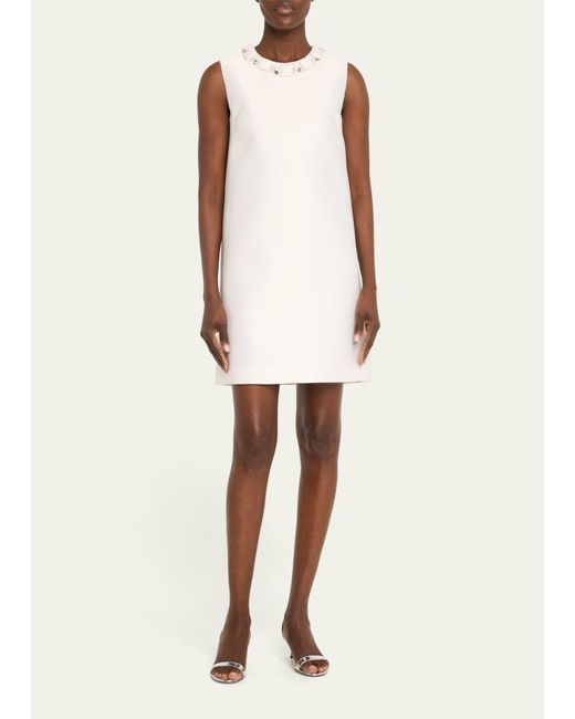 Versace Natural Silk Blend Cocktail Dress With Crystal Detail