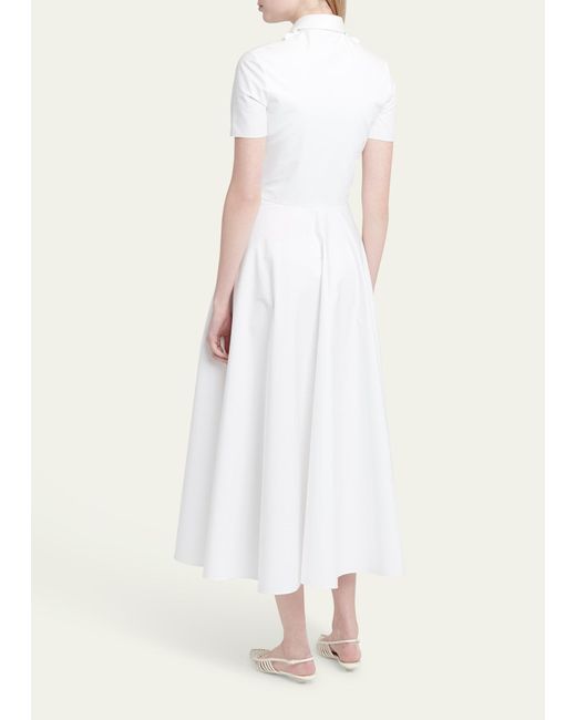Valentino Garavani White Midi Shirtdress With Flower Cutout Detail