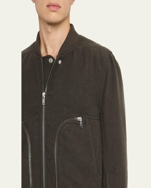 Rick Owens Black Wool Knit Full-Zip Bomber Jacket for men