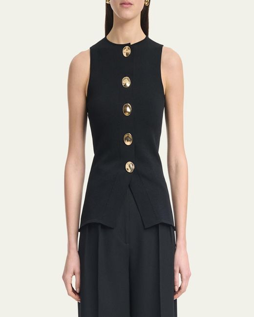 Altuzarra Black Happer Button-Front Top