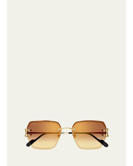Cartier Natural Rimless Metal Butterfly Sunglasses