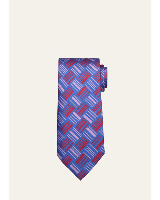 Charvet Blue Printed Silk Tie for men