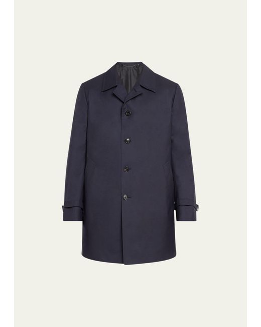 Cesare Attolini Blue Cashmere Button-front Raincoat for men