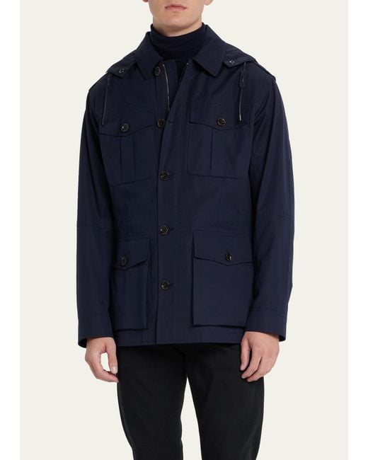 Ralph Lauren Purple Label Blue Hartridge Hooded 4-pocket Jacket for men