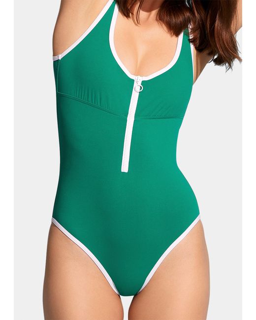 Eres Chrono Zipfront Tank Onepiece Swimsuit in Green Lyst